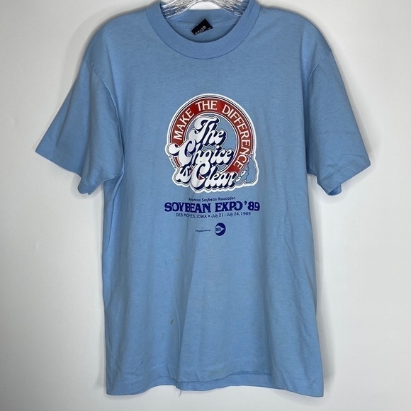 Vintage Screen Stars Best Soybean Expo Des Moines, Iowa Blue Tshirt Large 1989 - Picture 1 of 8